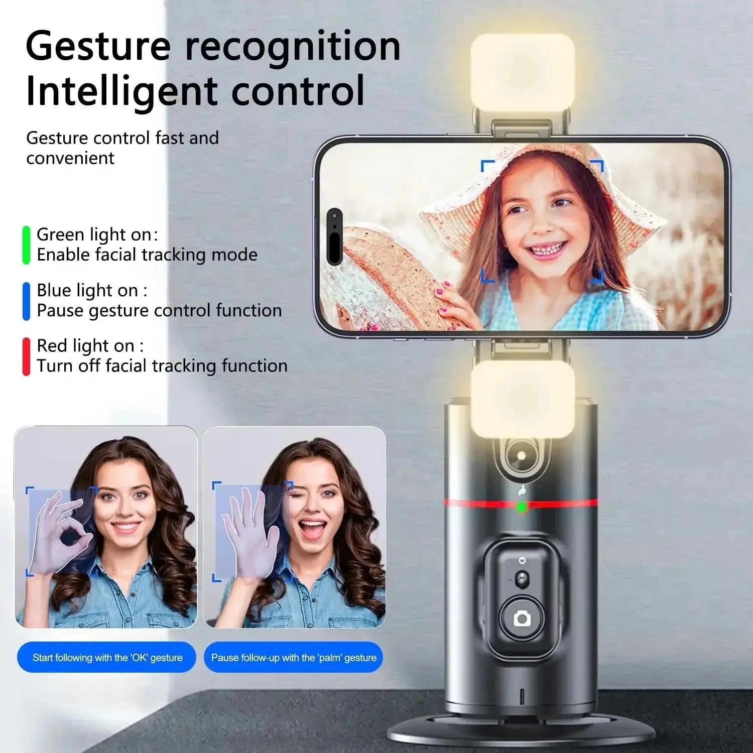 Auto Face Tracking 360°Rotation - Gesture Recognition Phone Camera Mount MomFlow Co.