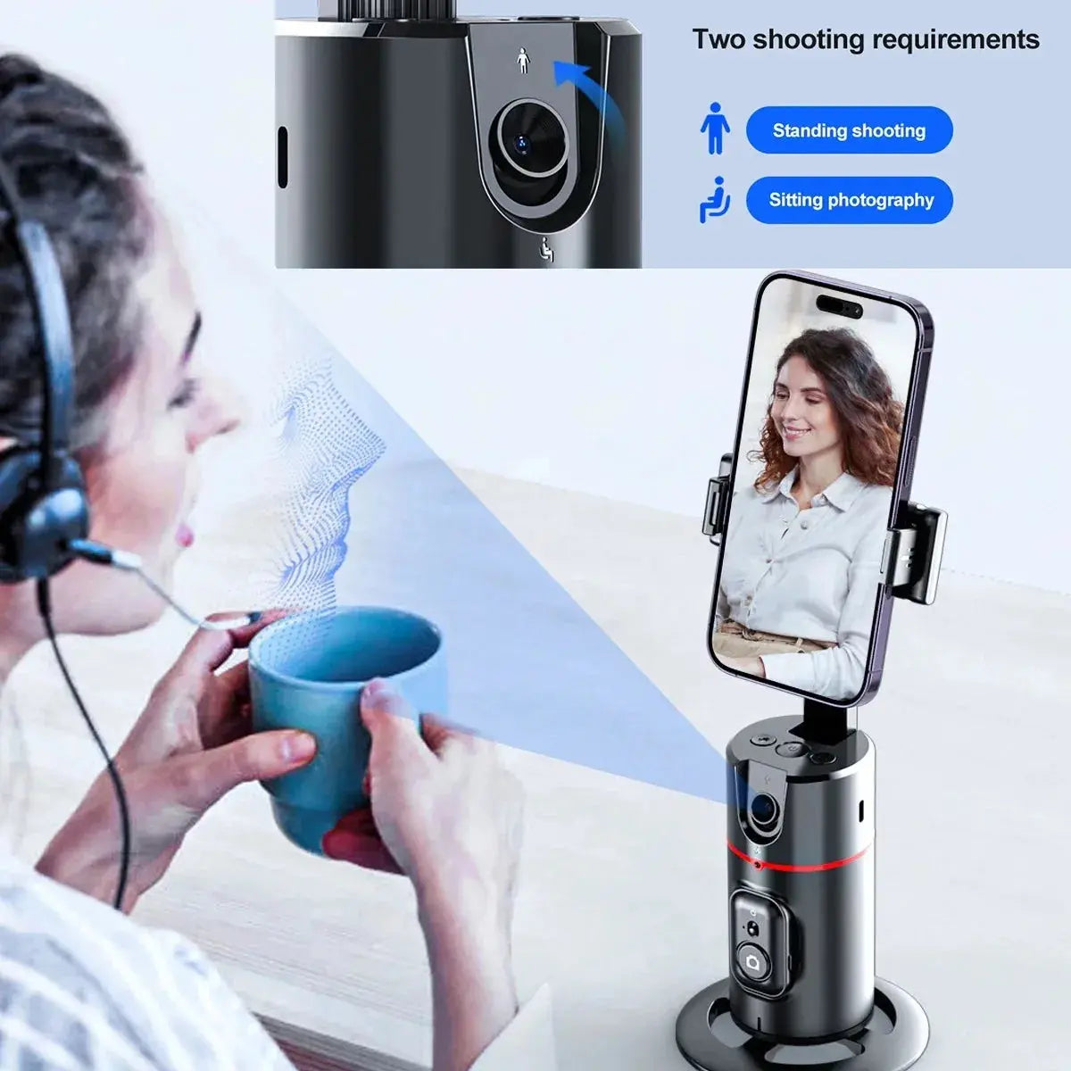 Auto Face Tracking 360°Rotation - Gesture Recognition Phone Camera Mount MomFlow Co.